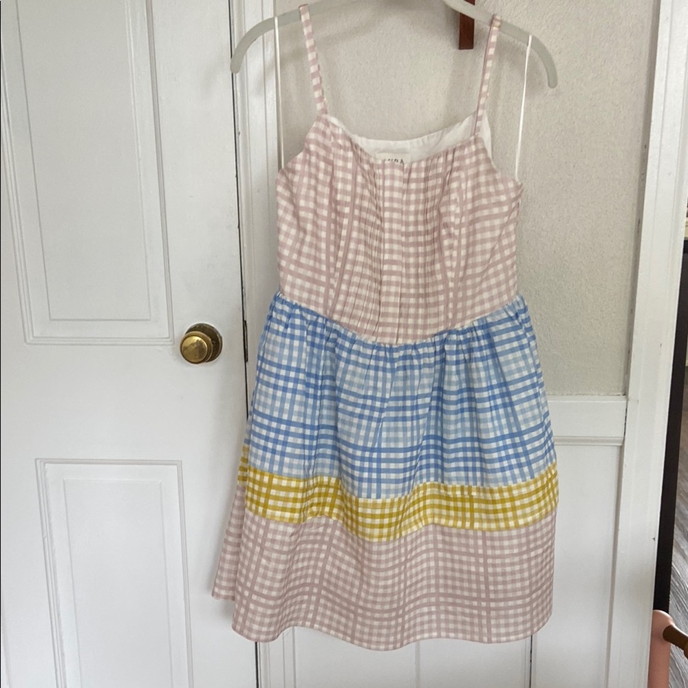 NWT Aura the Label linen blend boutique gingham spring dress size womens small